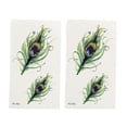 thumbnail image 1 of Unique Bargains 2pcs Peacock Feathers Pattern Temporary Tattoo Stickers Body Arm Art Tattoos, 1 of 2