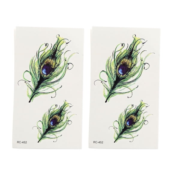 Unique Bargains 2pcs Peacock Feathers Pattern Temporary Tattoo Stickers Body Arm Art Tattoos