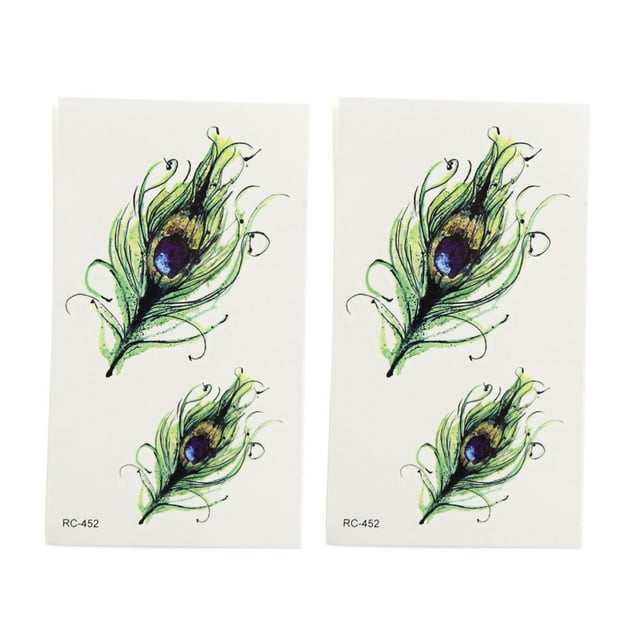 Unique Bargains 2pcs Peacock Feathers Pattern Temporary Tattoo Stickers Body Arm Art Tattoos