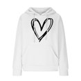 thumbnail image 5 of Zip Hoodies for Women Winter Fall Classic Hooded Long Sleeve Cap Drop Shoulder Drawstring Heart Print Leisure Cotton Sweatshirts(White,M), 5 of 6