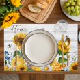 thumbnail image 4 of Yellow Sunflowers Placemats Set of 6, Elegant Pastoral Floral Watercolor Wooden Placemats for Dining Table, Place Mats for Kitchen Tabletop, Waterproof Wipeable Dining Table Mats Set, 4 of 9