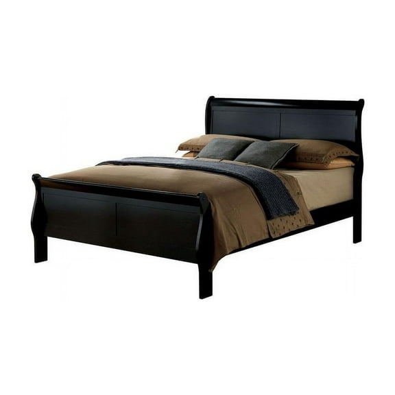 1pc Queen Size Bed Black Color Solid wood Veneers Headboard Footboard Rails Bedframe Design Panels