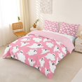 thumbnail image 2 of Homewish Cute Halloween Ghost Duvet Cover Queen,Pink Spooky Print Queen Bedding,Pink Reversible,3 Pieces,1 Duvet Cover and 2 Pillowcases, 2 of 6
