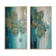 thumbnail image 2 of Designart "Hydrangea Flower Blossoming in Retro Teal and Gold I" Hydrangea Framed Wall Art Set Of 2 - Traditional Gold Framed Wall Art Set Of 2, 2 of 6