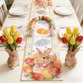 thumbnail image 1 of Homekingdee Easter Table Runner Placemats with Rabbits, Eggs and Floral Patterns - Multicolor Polyester Table Decor for Holiday Party, 1 of 6