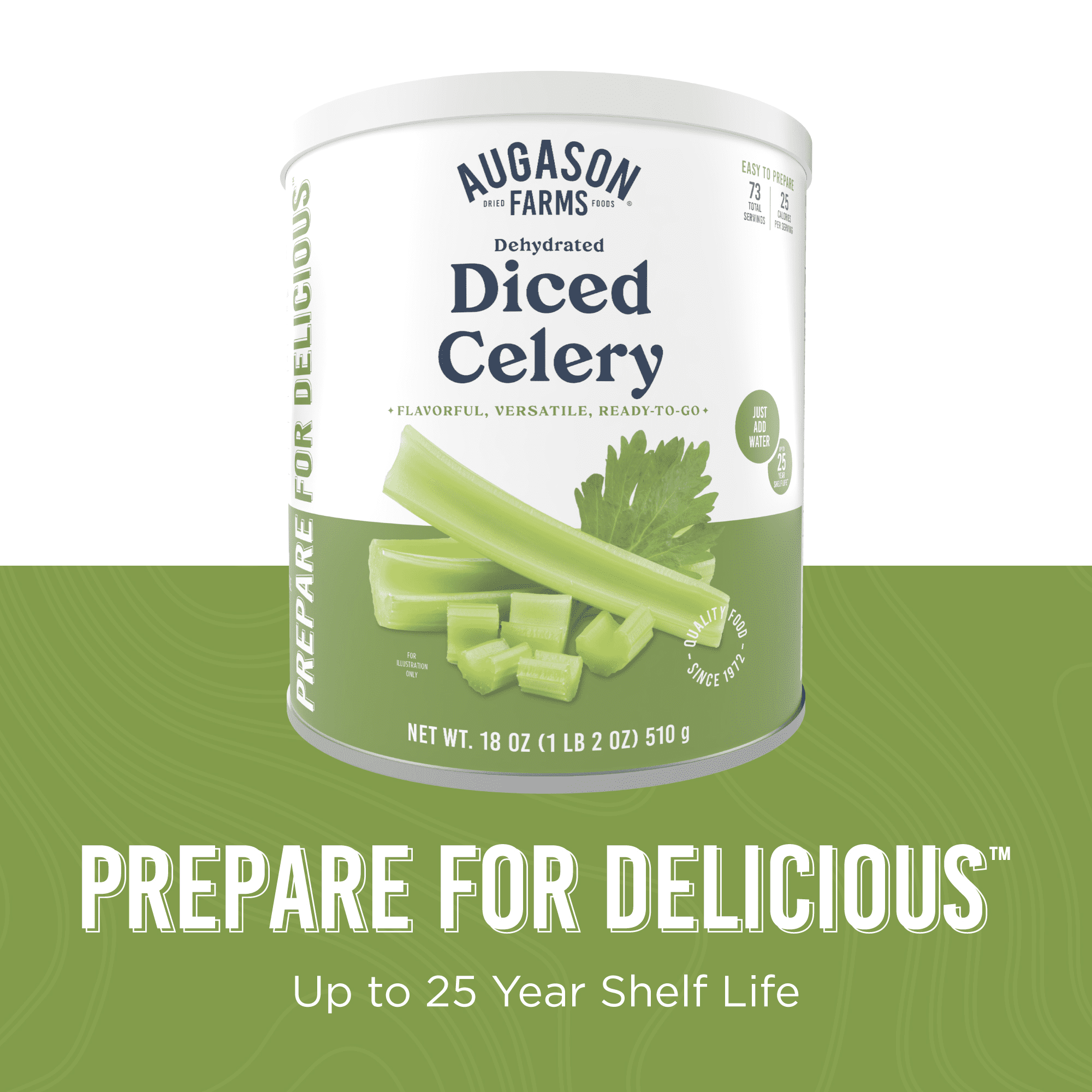 Dehydrated Diced Celery Emergency Food Supply, 73 Servings, 25 Year Shelf Life, Great for Cooking and Snacks - Dehydrated Meals, Survival Food Camping Essentials Can