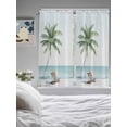 thumbnail image 3 of Coastal Beach Bathroom Window Curtain, Summer Palm Tree Nautical Ocean Seaside Light Filtering Coffee Kitchen Curtains, Bedroom Living Room Curtains 2 Panel 84"x63", 3 of 6