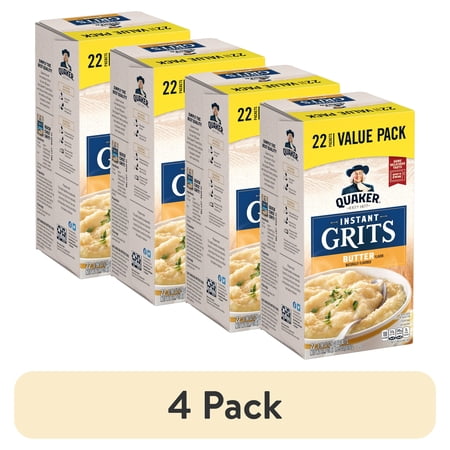 (4 pack) Quaker Butter Naturally Flavored Instant Grits, 0.98 oz 22 Count