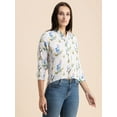 thumbnail image 2 of Moomaya Printed Mandarin Collar Rayon Tops For Women, Elbow Sleeve Casual Tunic Top, 2 of 9