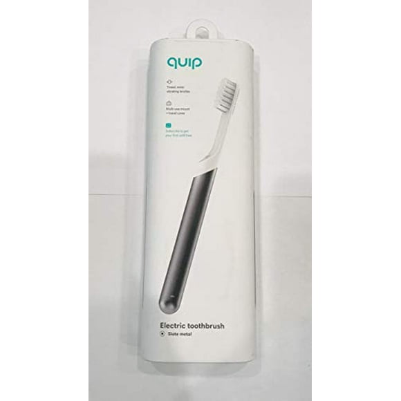 Quip Electric Toothbrush - Slate Metal - Electric Brush and Travel Cover Mount (New Edition)