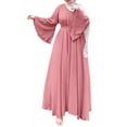 thumbnail image 6 of ZANZEA Women's Muslim Long Sleeves Casual Big A Swing Belted Solid Color Dresses, 6 of 7