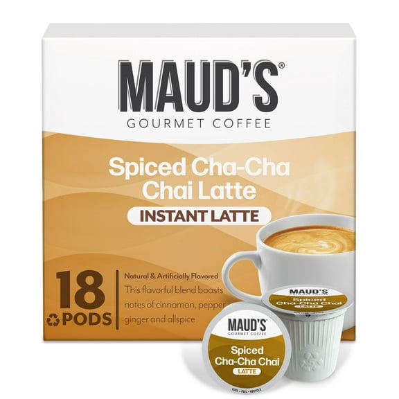 Maud's Chai Tea Latte Pods, 18 ct, Recyclable Single Serve Tea Pods - 100% Gourmet Blended Tea Leaves, Compatible with Keurig K Cups Maker