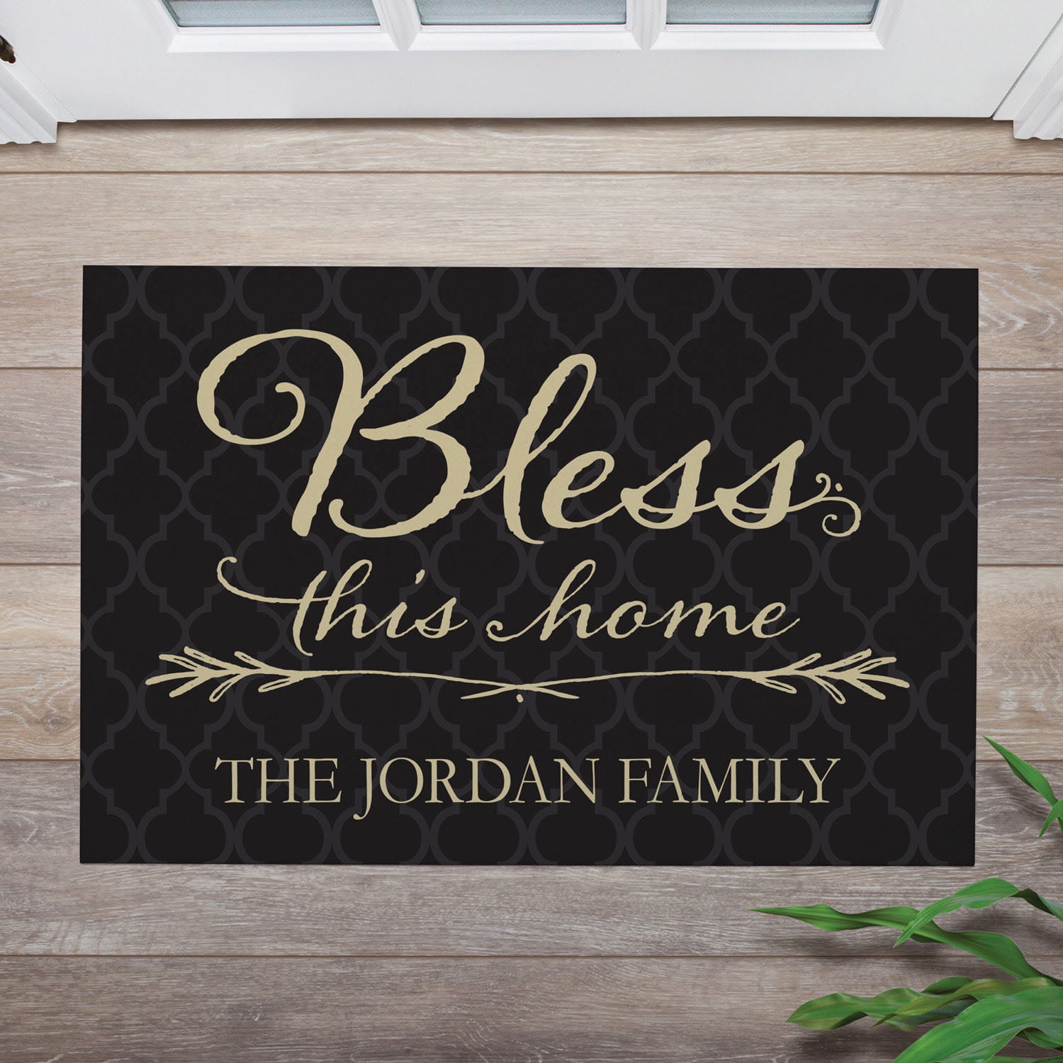 Personalized Planet 27x18 Bless This Home Personalized Doormat on Durable Indoor Outdoor 1/8" Thick Low Profile Mat with Non Slip Rubber Backing