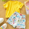 thumbnail image 2 of Futezty Toddler Boys Clothes Summer Outfit Sets, Baby Boys Summer Outfits Set Short Sleeve Contrast Color T-shirt with Shorts 2pcs Clothes Beach Printed Boys Suits, 2 of 7