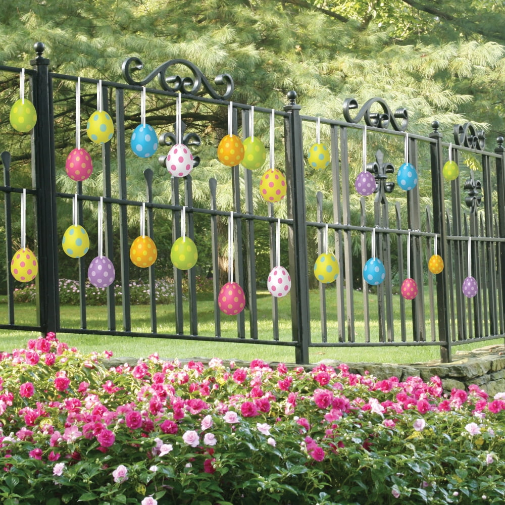 Flat Hanging Easter Eggs Set, Easter Yard Decorations