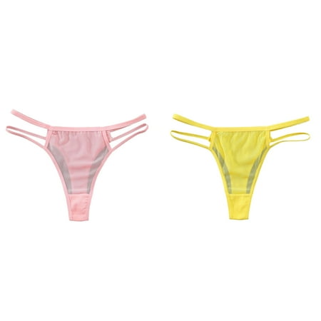 Lojoutye 2 Pack(Pink 1PCS & Yellow 1PCS) Multipack Non Latex Waist Trainer for Women Womens Underwear for Bikini Panties Soft Hipster Panty Ladies Briefs