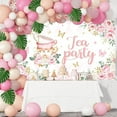 thumbnail image 4 of Tea Party Backdrop Banner Pink Floral Butterfly Teapot Let's Partea Background Spring Girl Princess Wonderland Afternoon Tea Cake Table Decorations Supplies, 4 of 7