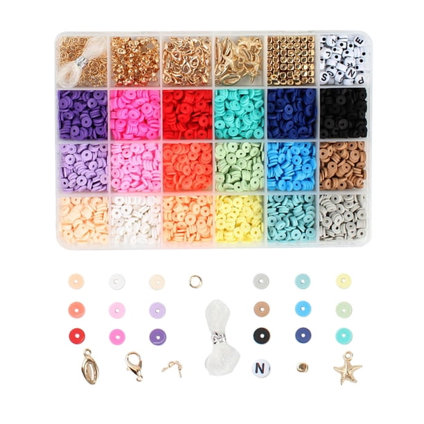 1 caja de de arcilla polimérica y , kit de de joyería de bricolaje para pulseras, collar, aretes, de letras