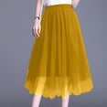 thumbnail image 3 of Women's Tulle Skirts Midi Elastic High Waist Pleated Mesh Flowy A-Line Party Long Skirts Yellow S, 3 of 4
