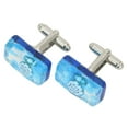 thumbnail image 3 of GlassOfVenice Murano Glass Venetian Classic Rectangular Cufflinks - Aqua Silver, 3 of 4