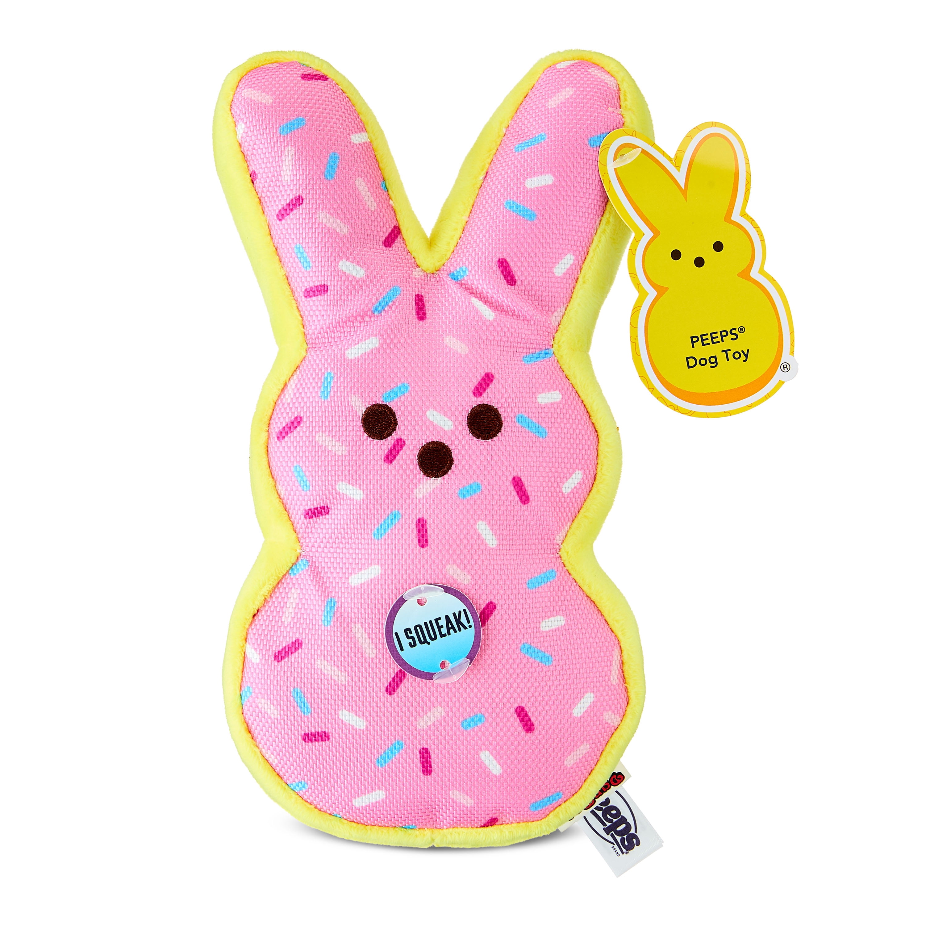 PEEPS® Easter 8 inch Pink Bunny Plush Dog Toy with Squeaker