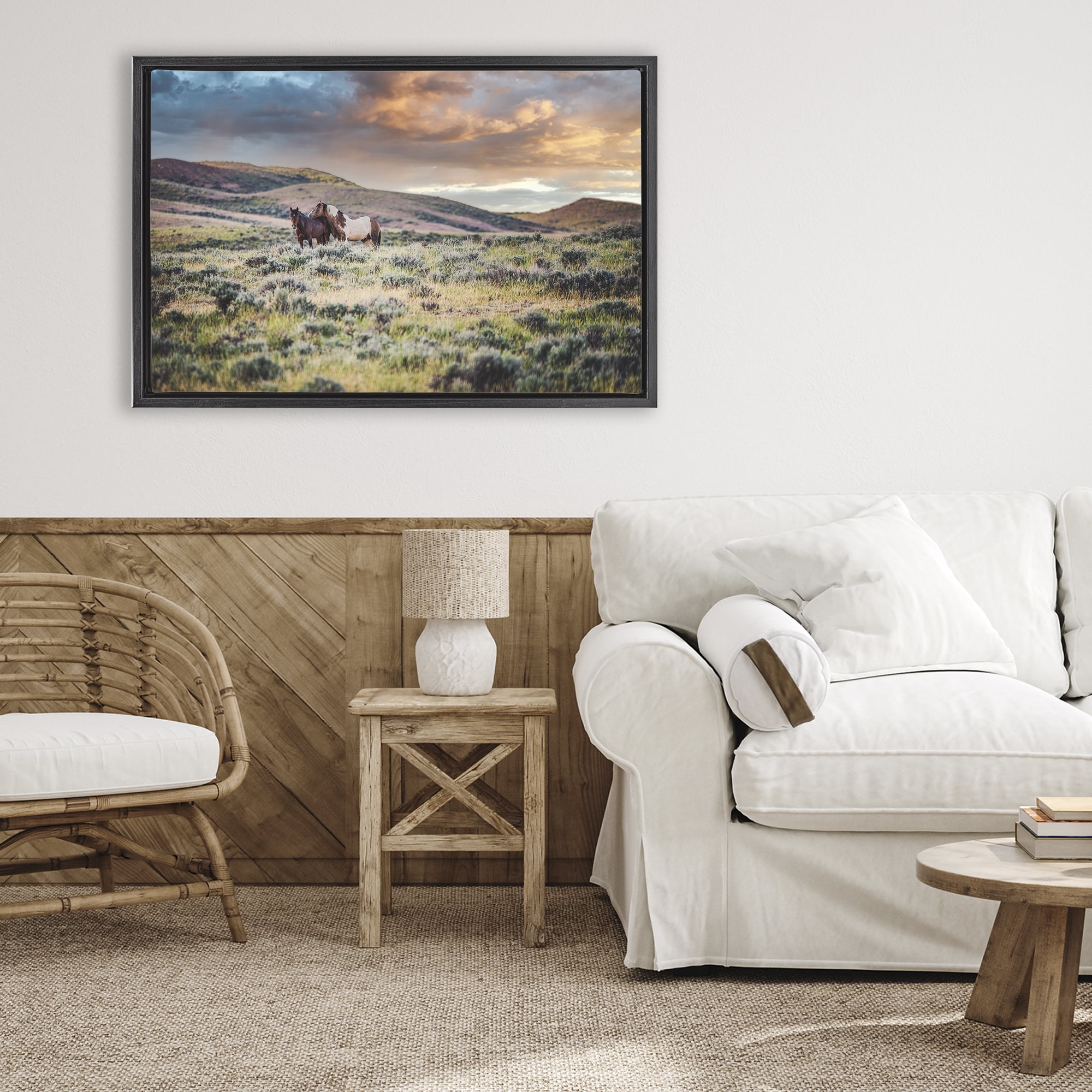 Stupell Industries Stay Close Horses Black Framed Floater Canvas Wall Art, design by Tim West