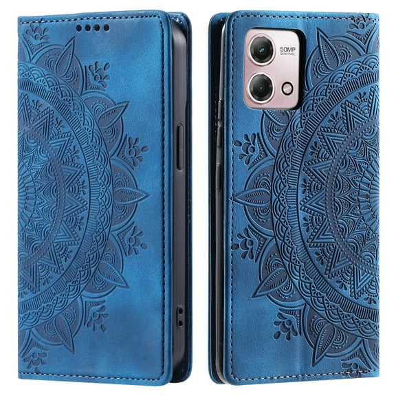 Case for Motorola Moto G Stylus 5G(2023) Wallet Case for Women Girls with Card Holder, Embossed Flower Pattern Magnetic Flip PU Leather Purse Protective Phone Cover for Moto G Stylus 5G(2023), Blue