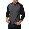 thumbnail image 2 of Lovzfmll Chandail Vintage à Boutons Raglan pour Hommes, Col Rond Manches Longues avec Contraste pour Style Gris Foncé, L, 2 of 6