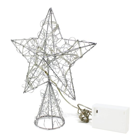 Decoración para árbol de Navidad CVHOMEDECO Silver Wire Star