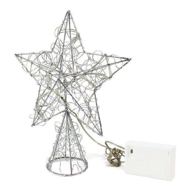 Decoración para árbol de Navidad CVHOMEDECO Silver Wire Star