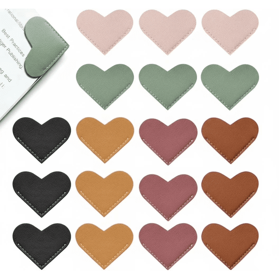 Leather Heart Bookmarks - 18 Pieces Cute Corner Page Book Marks for Teachers Students Book Reading Lovers, for School Office Home Supplies