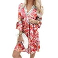 thumbnail image 2 of Vestido Midi Bohemio con estampado de Cachemira y Encaje con cuello en V Odeerbi Vestidos informales manga 3/4, 2 of 5