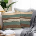 thumbnail image 2 of Retro Outdoor Pillow Covers Pack of 2 Brown Green Striped Antique Wood Background Waterproof Throw Pillow Covers Decorative Cushion Cases for Patio Garden Tent Balcony Couch 16x16 inch, 2 of 8