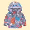 thumbnail image 2 of Ecqkame Kids Jacket Toddler Kids Baby Boys Girls Fashion Cute Flowers Car Pattern Windproof Jacket Hooded Coat Gray 6-7Years, 2 of 4