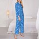 thumbnail image 3 of Balery Cute Shark Conjunto de Pijama con Estampado para Mujer, Conjunto de Dos Piezas con Manga Larga, Ropa de Dormir Suave con Bolsillos, Pijamas Cómodos-XX-Large, 3 of 7