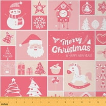Homewish Girly Pink Christmas Fabric by the Yard 1 Yard, Cartoon Unicorn Snowman Room Decor Fabric by the Yard, Teens Girls Kids Child Sewing Fabric, Lightweight Room Decor