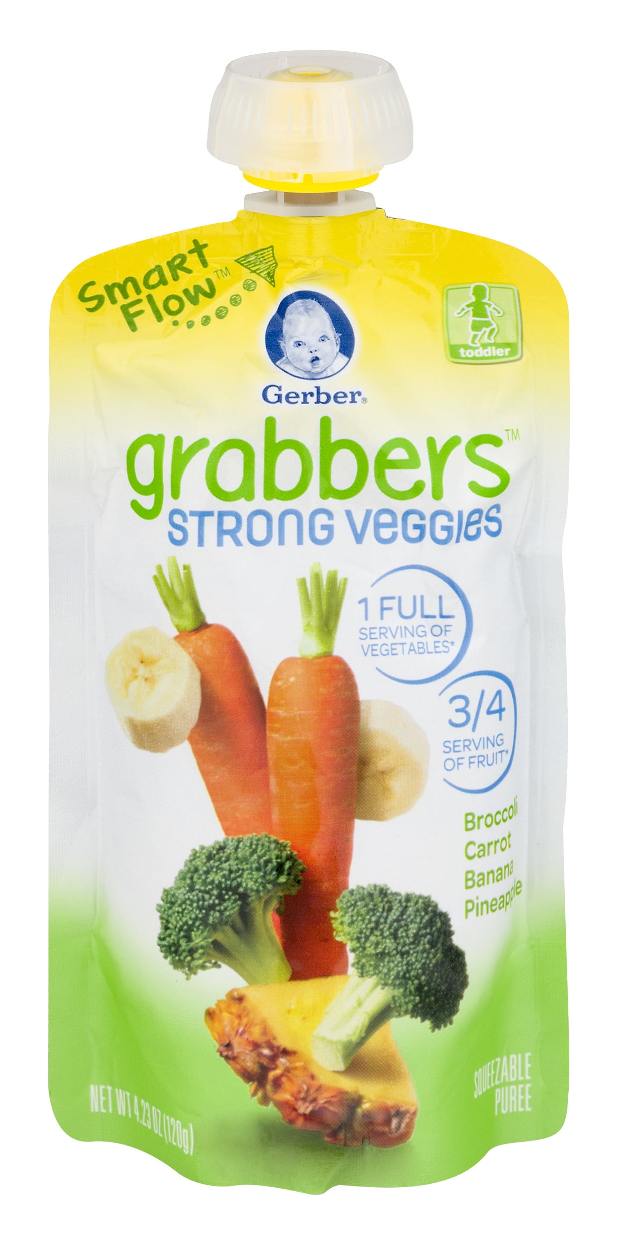 Gerber Grabbers Strong Veggies Broccoli Carrot Banana Pineapple