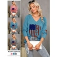 thumbnail image 5 of Xuanfei Women V Neck American Flag Print Long Sleeve Pullover Top, 5 of 7