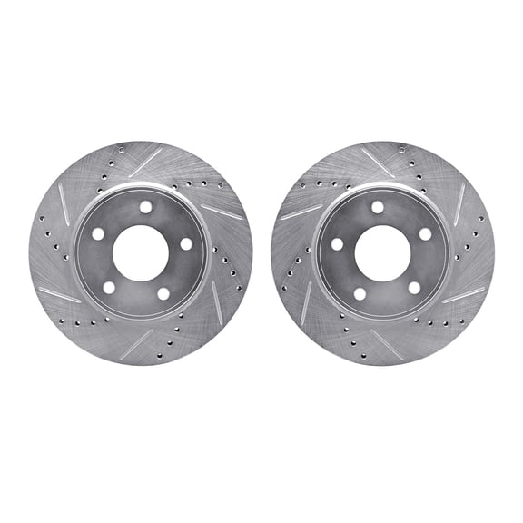 Dynamic Friction Company Front Brake Rotors-Drilled and Slotted-Silver 7002-67000