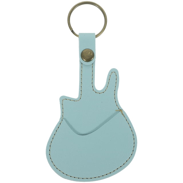 Shisuyan Leather Pick Holder Keychain Mini Guitar Shape Plectrum Case Bag With Keychain (green)