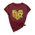 thumbnail image 3 of NAMTYQX Womens Tops Casual Fashion Bedruckte Print Oversize Relaxed Fit Stretch Short Sleeve Soft Crewneck T Shirts for Women Wine Size L, 3 of 5
