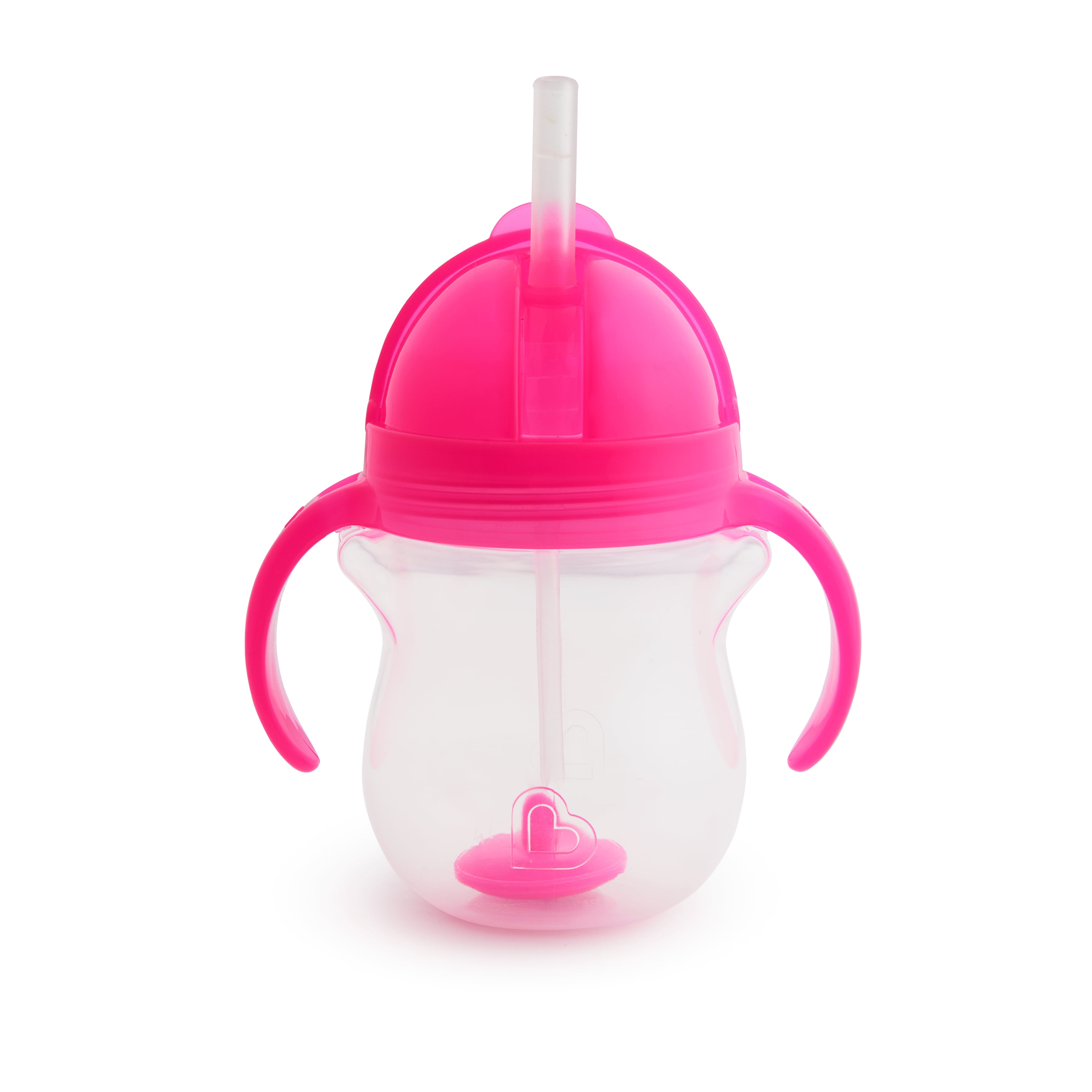 Munchkin Any Angle Click Lock Weighted Flexi Straw Trainer Cup, 7 Ounce, Pink,