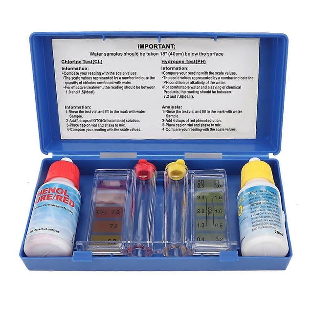 Kit de test de pH et de chlore, boîte de test de qualité de l'eau, accessoires pour piscine