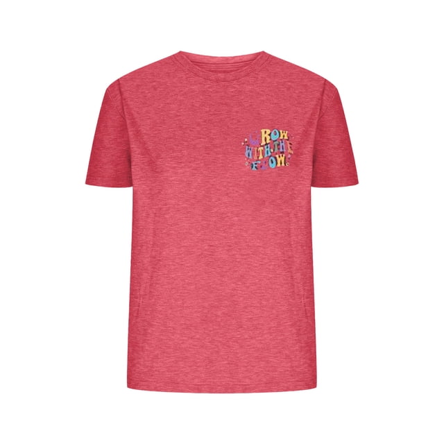 Camisetas de Verano de Mujer Pequeña Flor Impresa Cuello Redondo Manga Corta Superior, Verano Superior de las Mujeres