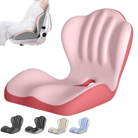2-in-1 Seat Cushion and Backrest L-Shaped Ergonomic Support with Non-Slip Base Breathable for Car Office Home