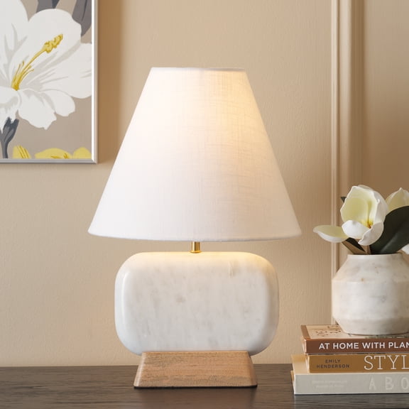 Safavieh Naira 12" Modern Wood/Iron Table Lamp, White/Natural