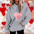 thumbnail image 2 of Plus Size Long Sleeve Hoodies for Women Fashion Crew Neck Unisex Sweatshirt with Pockets Casual Print Pullover Tops(Gray,L), 2 of 5