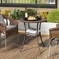 thumbnail image 5 of JFTER 25.5" Wicker Patio Dining Table, Outdoor Round Bistro Side Table with Tempered Glass Top and Storage Shelf, for Balcony, Garden and Backyard, 5 of 9