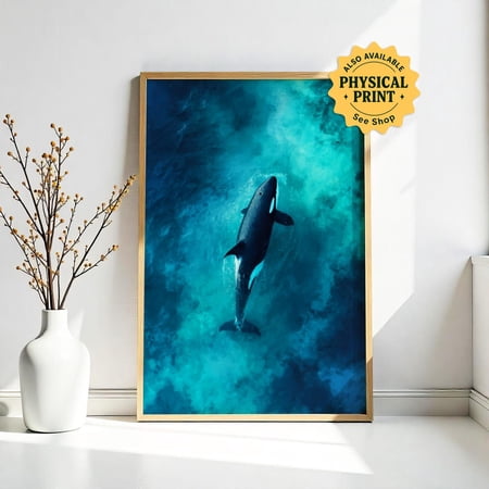 Orca Whale Print, Ocean Animal Wall Art Home Decor #2023, 8x12 UNFRAMED