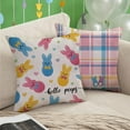 thumbnail image 6 of Happy Easter Hello Peeps Decorative Throw Pillow Covers 18 x 18 Set of 4, Colorful Bunny Rabbit Plaid Porch Outdoor Home Decor, Spring Polka Dots Love Hearts Couch Cushion Case, 6 of 6